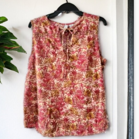 JOIE FLORAL LINEN HI LOW SLEEVELESS TOP SIZE LARGE - Picture 6 of 9